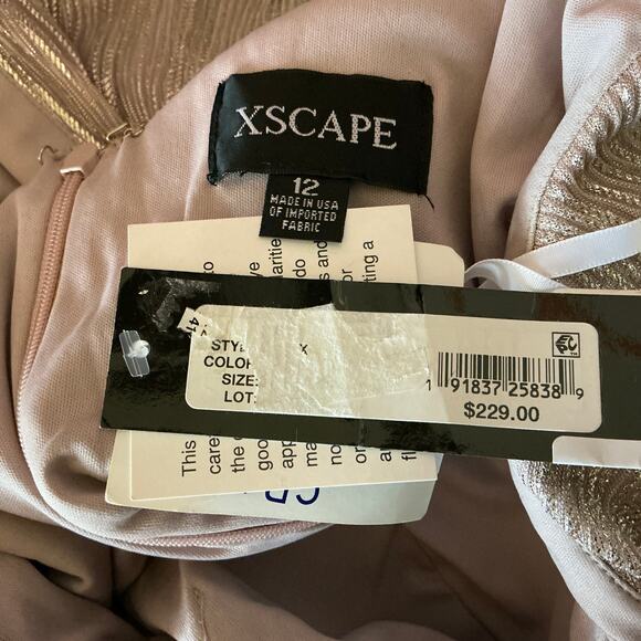 XSCAPE Women Cocktail Dress Size 12 Pink Metallic Sleeveless Fit and Flare Mini - Picture 9 of 12